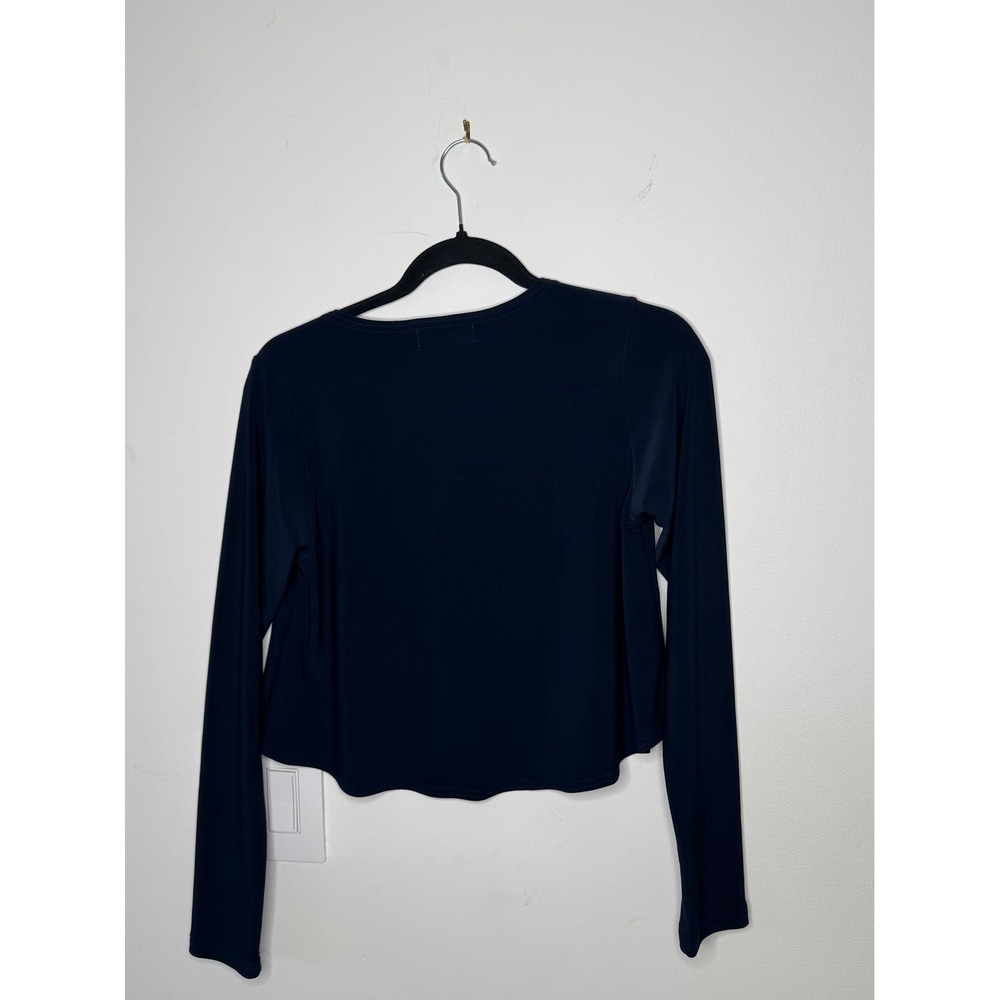 Sympli Navy Blue Long Sleeve High Low Crop Top Size 8 Made in Canada